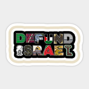 Defund Israel - Palestine Symbols - Black Sticker - Back Sticker